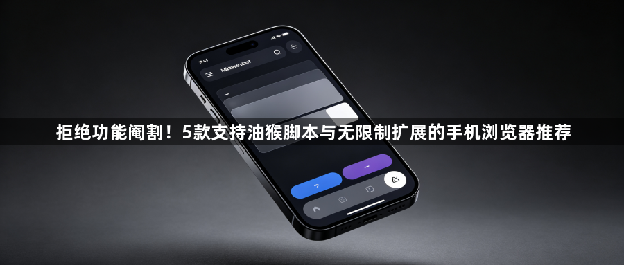 拒绝功能阉割！5款支持油猴脚本与无限制扩展的手机浏览器推荐1